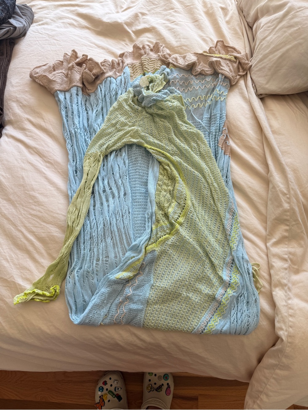 Roberta Einer Pastel Crochet Maxi Dress in Mint, Light Blue & Blush - Picture 5 of 7